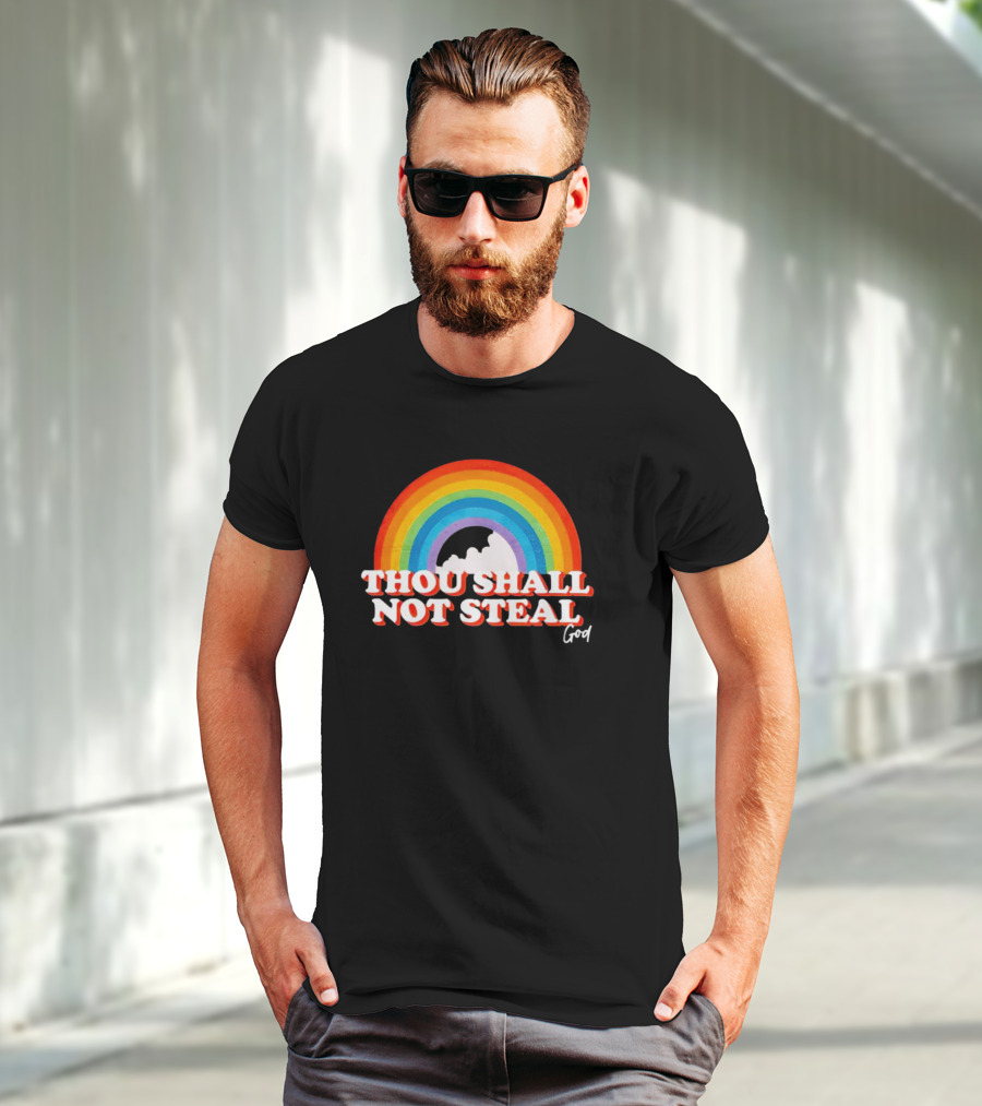 Rainbow Thou Shall Not Steal God Cloud T-Shirt