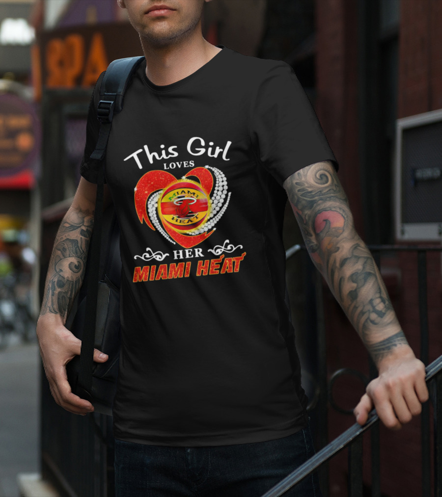 This Girl Loves Her Miami Heat Sparkling Heart T-Shirt