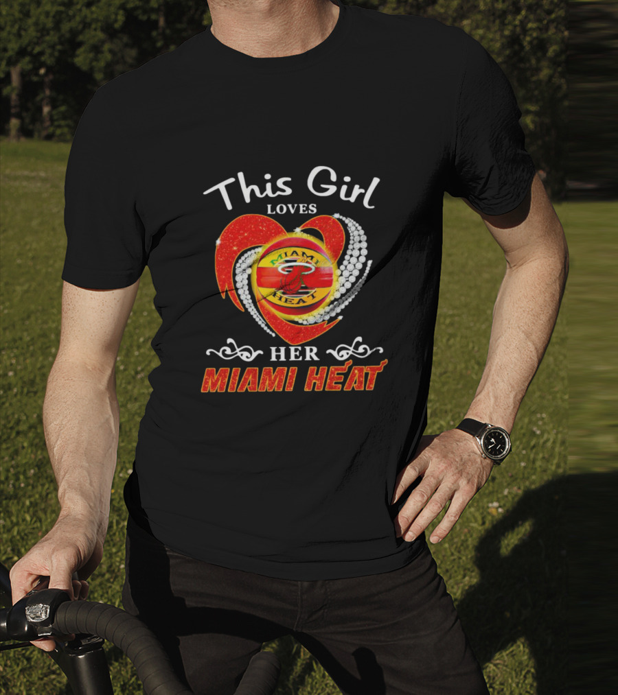 This Girl Loves Her Miami Heat Sparkling Heart T-Shirt