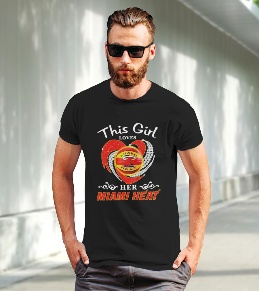 This Girl Loves Her Miami Heat Sparkling Heart T-Shirt