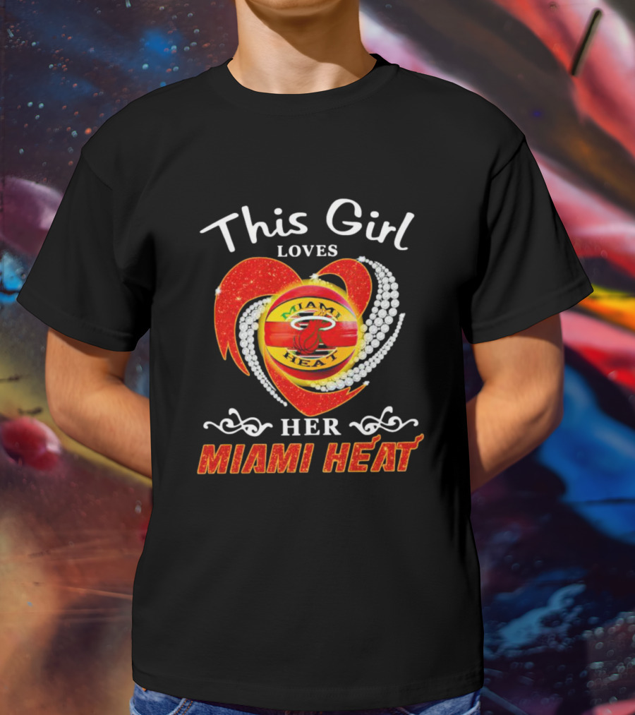 This Girl Loves Her Miami Heat Sparkling Heart T-Shirt