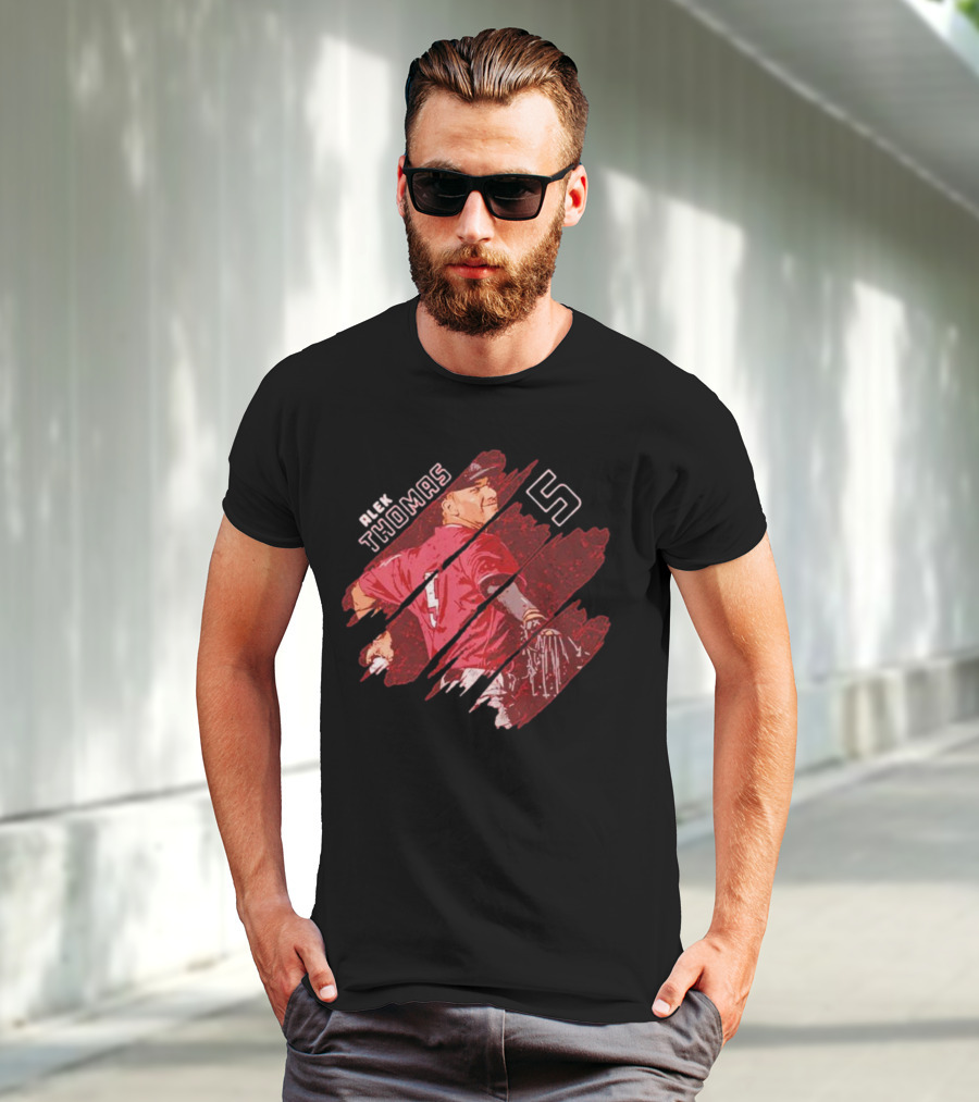 Alek Thomas Arizona WHT Baseball Stripes Number 5 T-Shirt