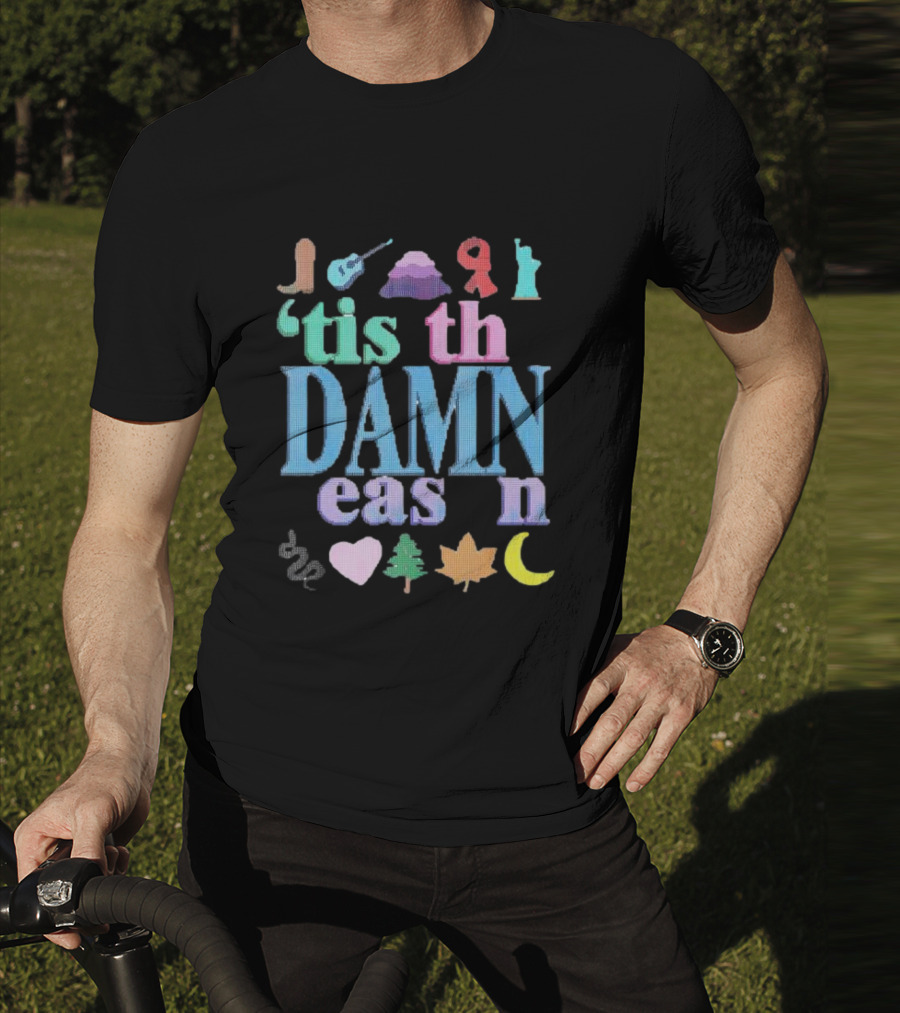 Christmas ’tis The Damn Season Colorful Icons And Symbols T-Shirt