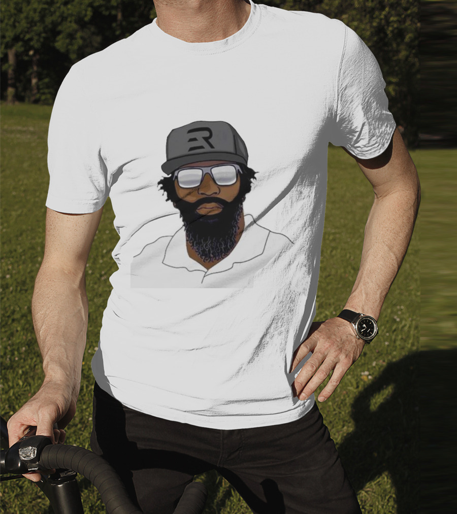 Geno Stone Wearing Ed Reed Illustration With ER Hat T-Shirt