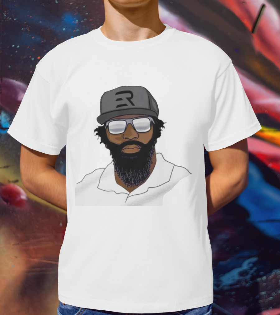 Geno Stone Wearing Ed Reed Illustration With ER Hat T-Shirt