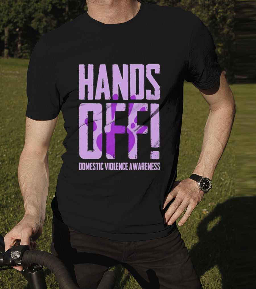 HANDS OFF DOMESTIC VIOLENCE AWARENESS PURPLE HANDPRINT T-Shirt