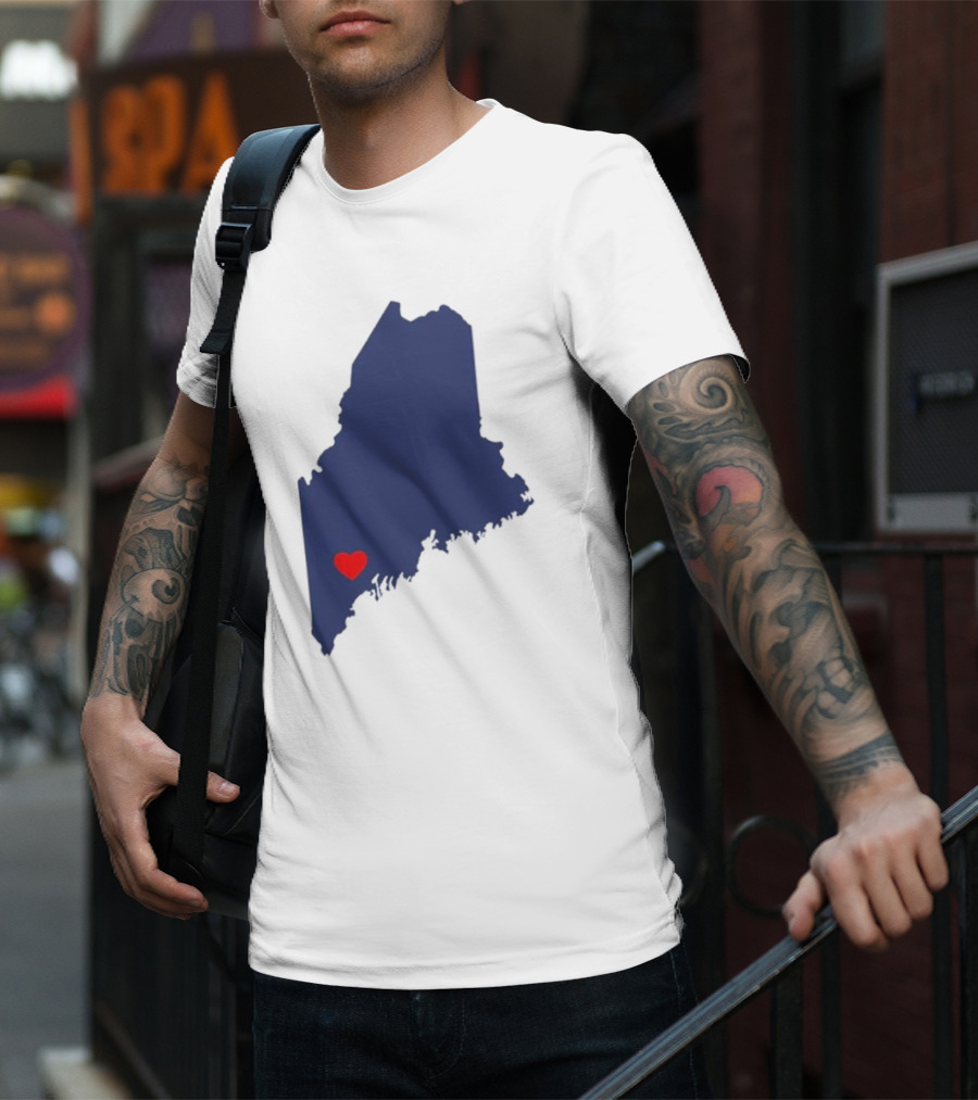 Lewiston Strong Heart Map Maine T-Shirt