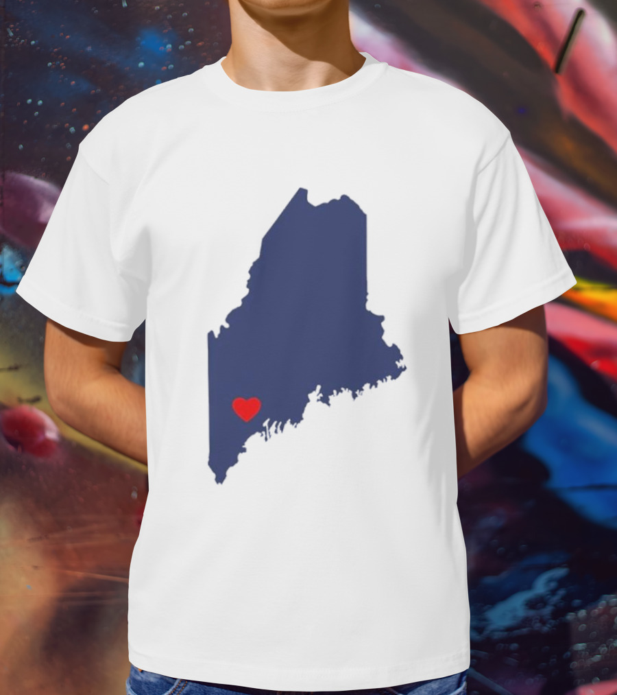 Lewiston Strong Heart Map Maine T-Shirt