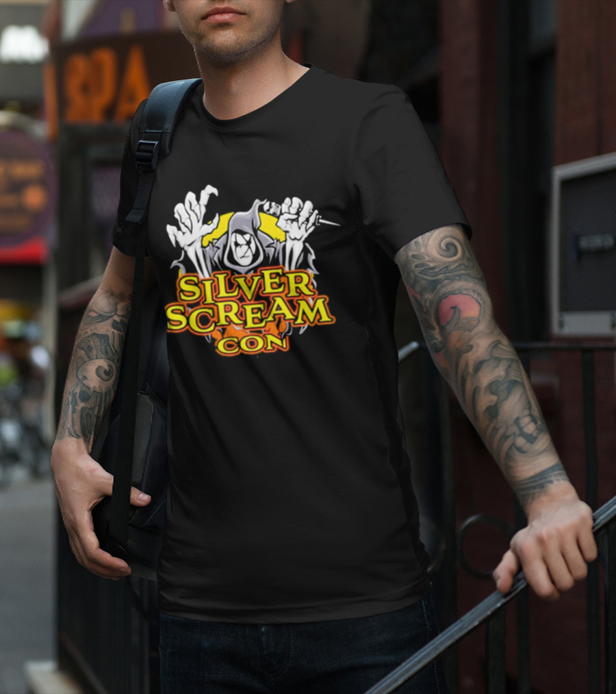Silver Scream Con Grim Reaper With Needle And Hands T-Shirt