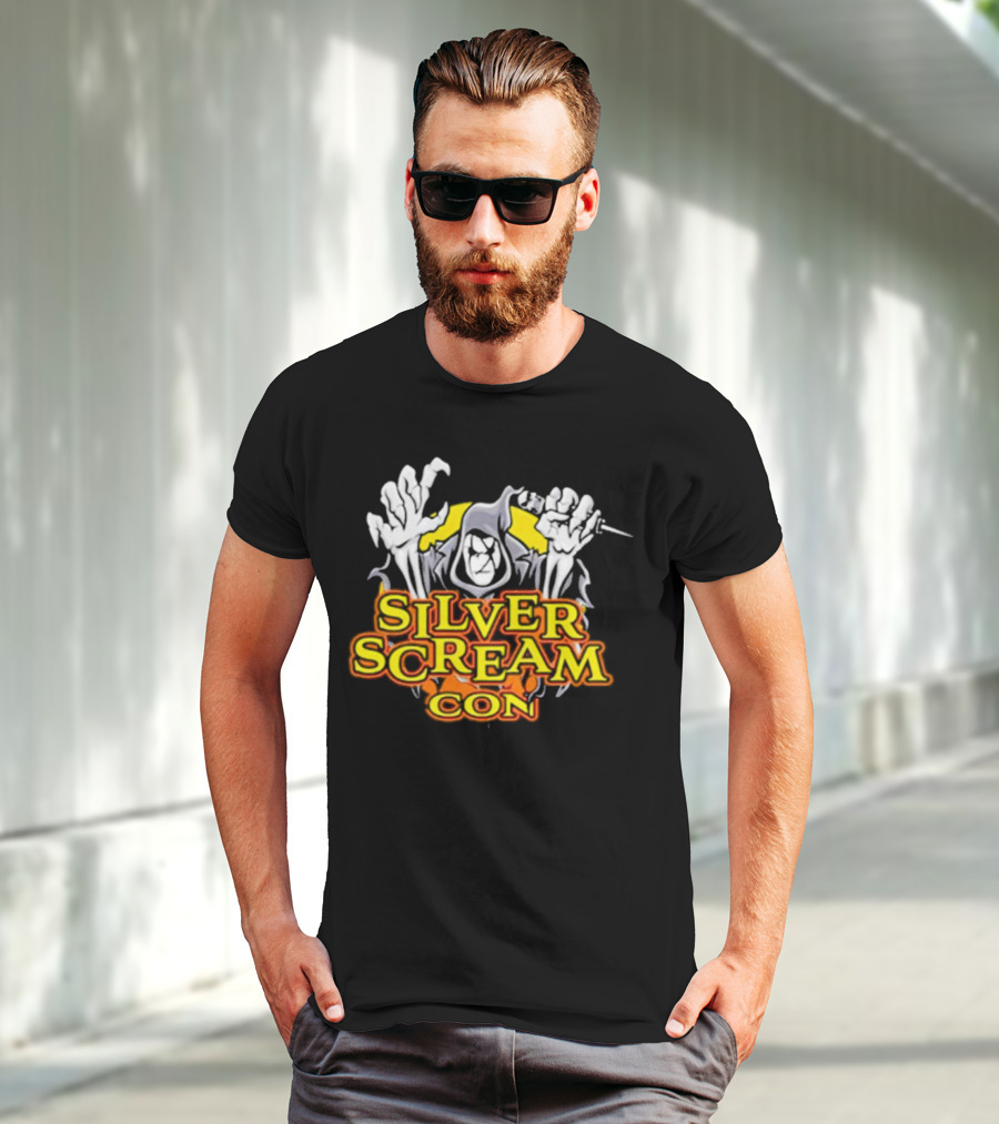 Silver Scream Con Grim Reaper With Needle And Hands T-Shirt