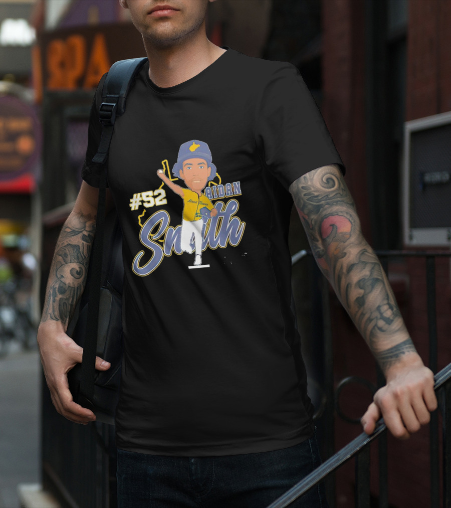 52 Aidan Smith Mountaineers Caricature Signature T-Shirt