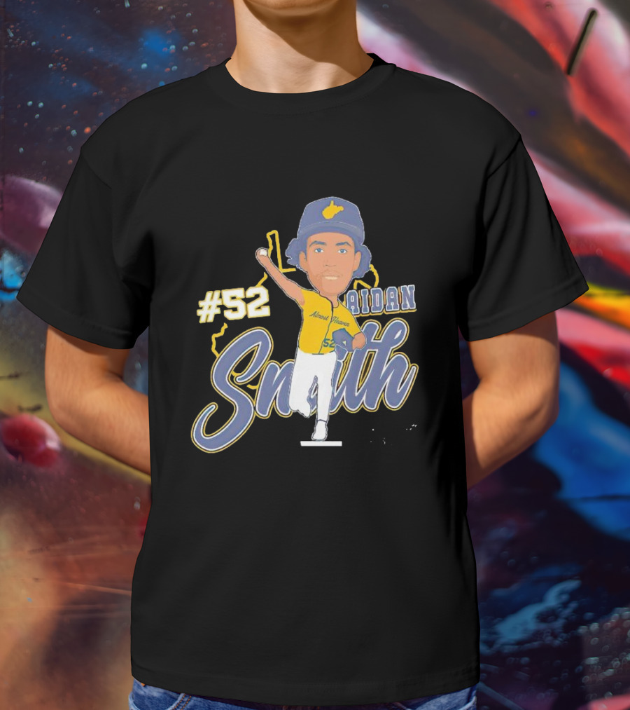 52 Aidan Smith Mountaineers Caricature Signature T-Shirt