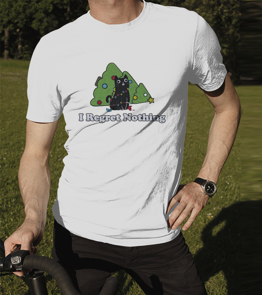 I Regret Nothing Black Cat Christmas Trees T-Shirt