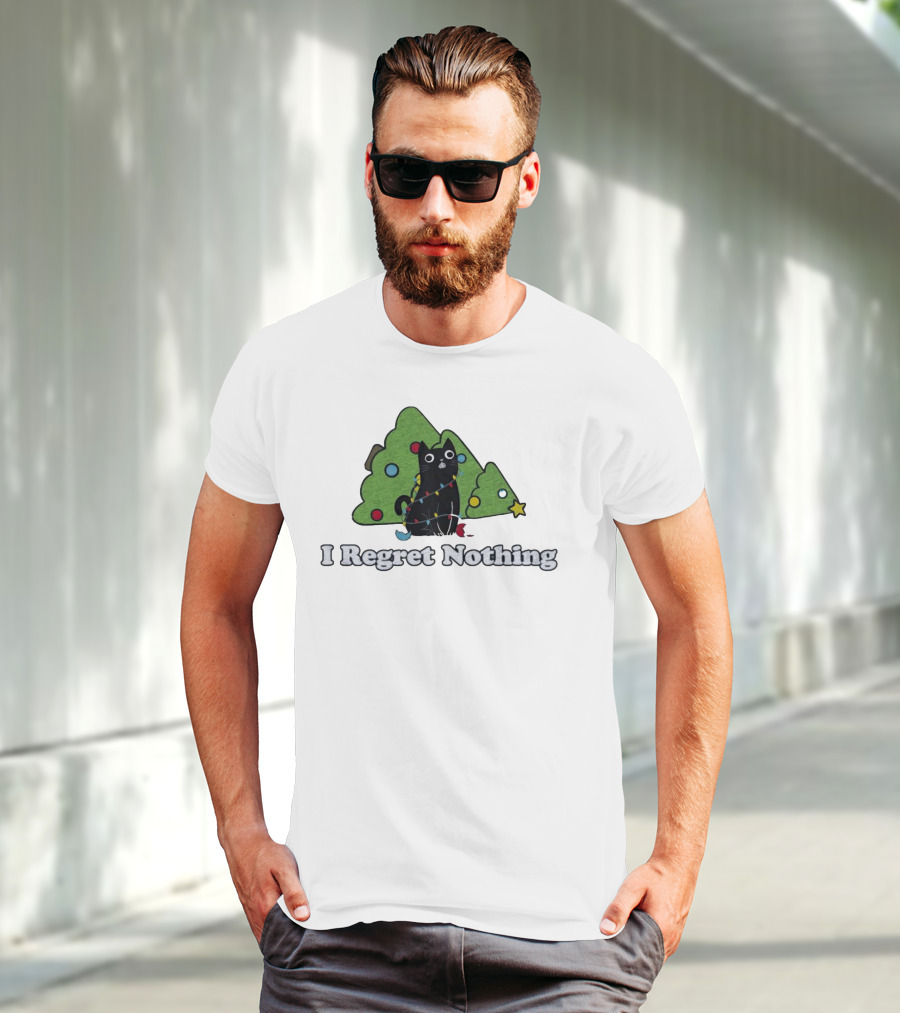 I Regret Nothing Black Cat Christmas Trees T-Shirt