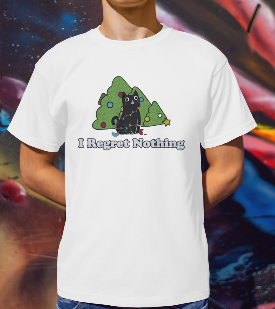 I Regret Nothing Black Cat Christmas Trees T-Shirt