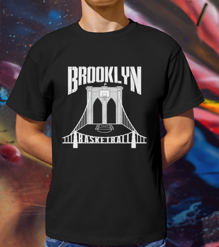 Brooklyn Bridge Basketball Court With Hoops T-Shirt