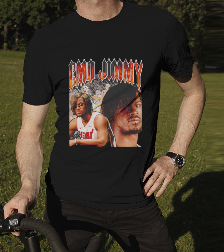 Emo Jimmy Butler Heat Skeleton Background T-Shirt