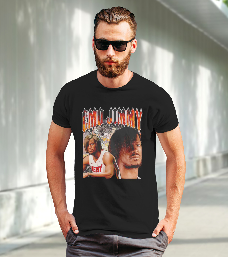 Emo Jimmy Butler Heat Skeleton Background T-Shirt