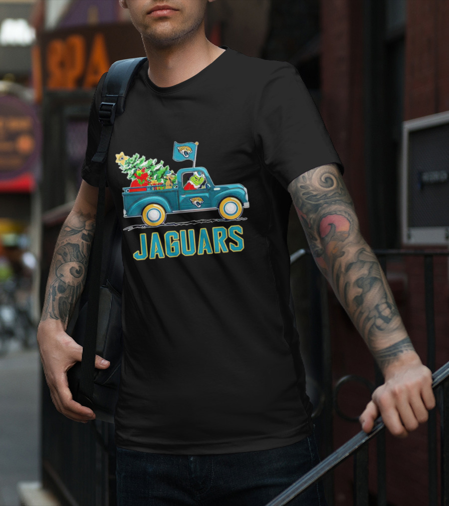 Grinch Christmas Truck Jacksonville Jaguars Holiday T-Shirt