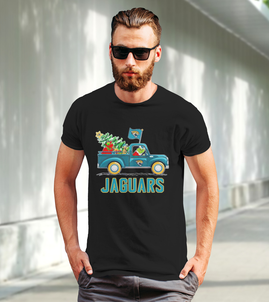Grinch Christmas Truck Jacksonville Jaguars Holiday T-Shirt