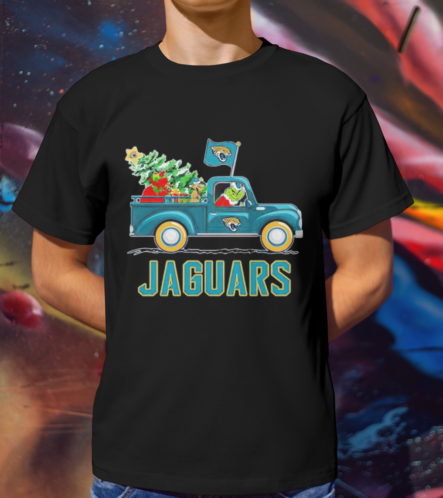Grinch Christmas Truck Jacksonville Jaguars Holiday T-Shirt