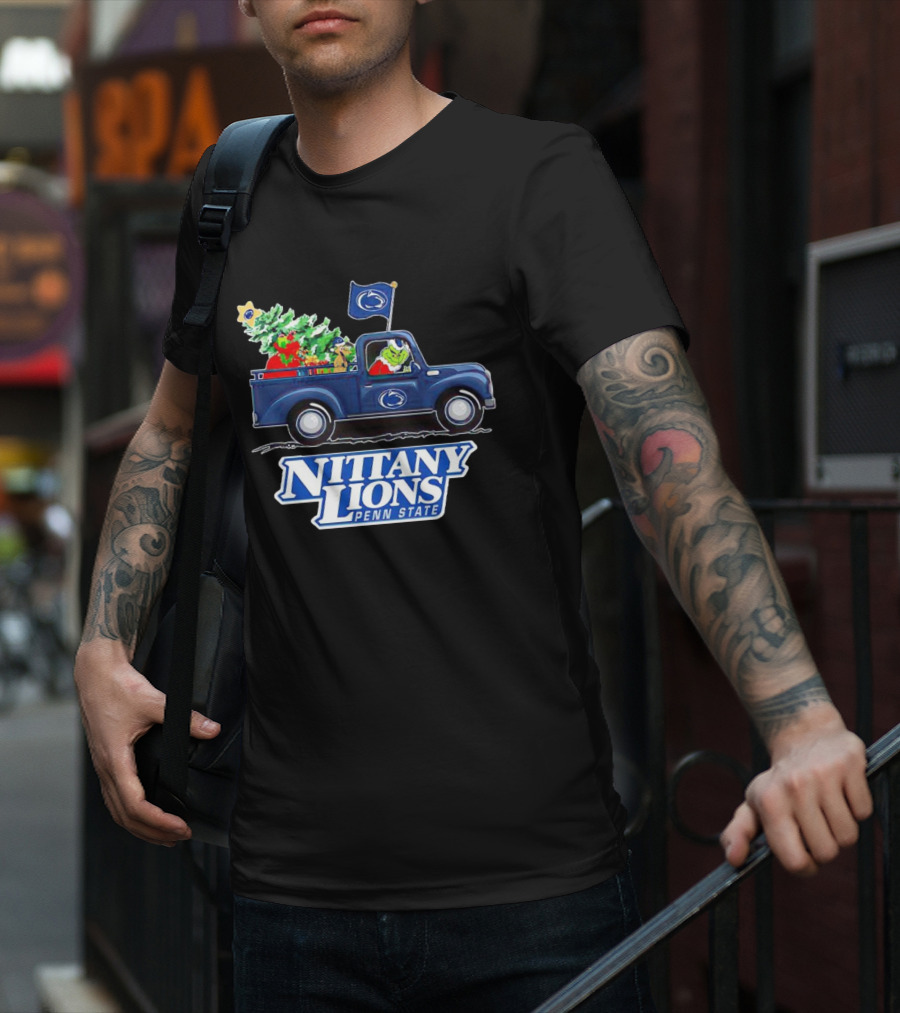 Grinch Driving Christmas Truck Nittany Lions Penn State T-Shirt