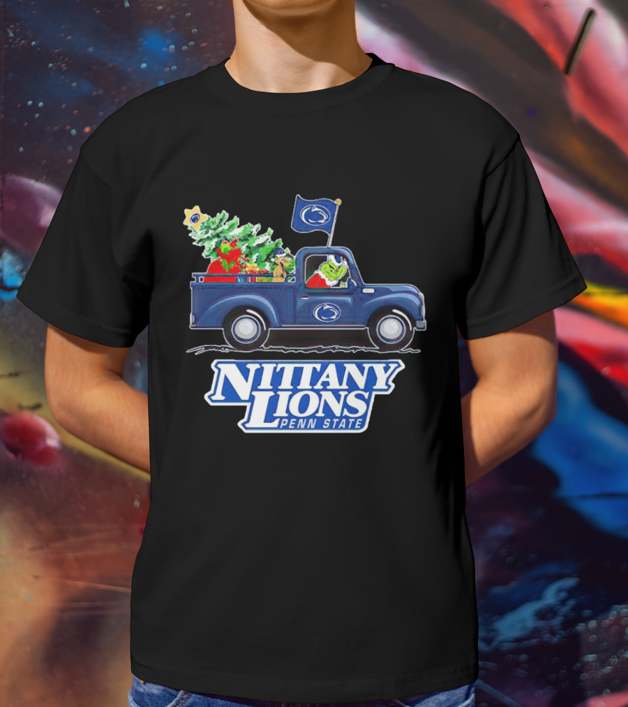 Grinch Driving Christmas Truck Nittany Lions Penn State T-Shirt
