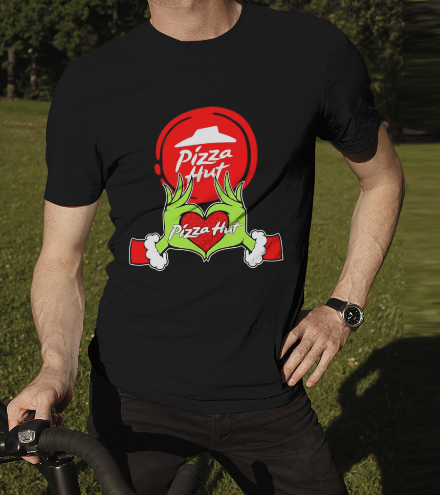 Pizza Hut Christmas Grinch Hands Heart T-Shirt
