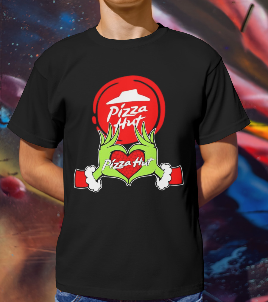 Pizza Hut Christmas Grinch Hands Heart T-Shirt
