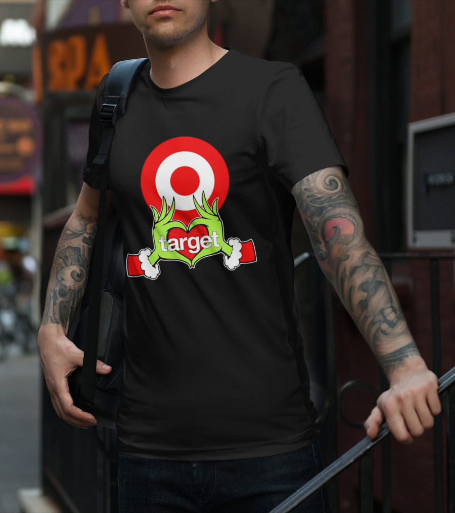 Grinch Hands Holding Heart In Front Of Target Christmas T-Shirt