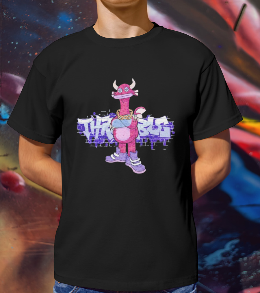 Men’s My Singing Monsters Thrumble Graffiti Style Character With Chain And Sneakers T-Shirt