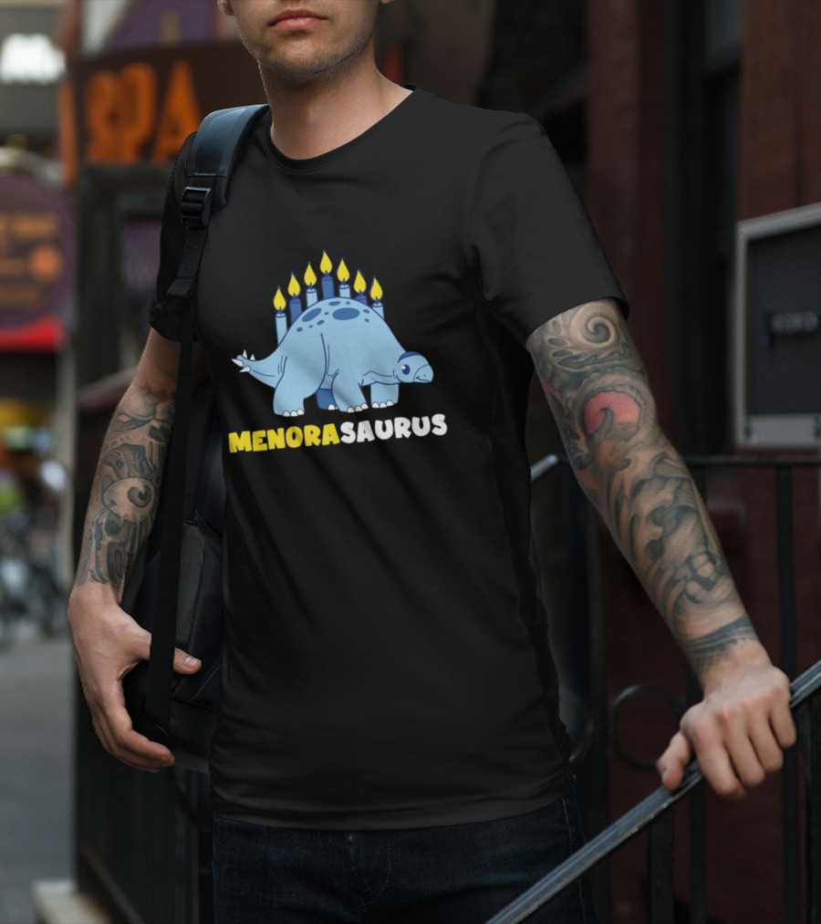 MENORASAURUS Hanukkah Dinosaur Candles T-Shirt