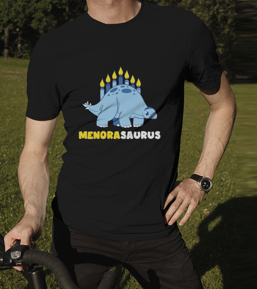 MENORASAURUS Hanukkah Dinosaur Candles T-Shirt