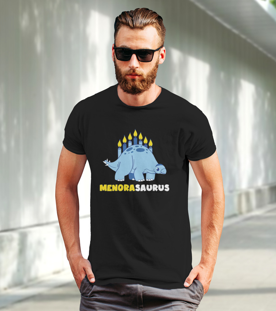 MENORASAURUS Hanukkah Dinosaur Candles T-Shirt