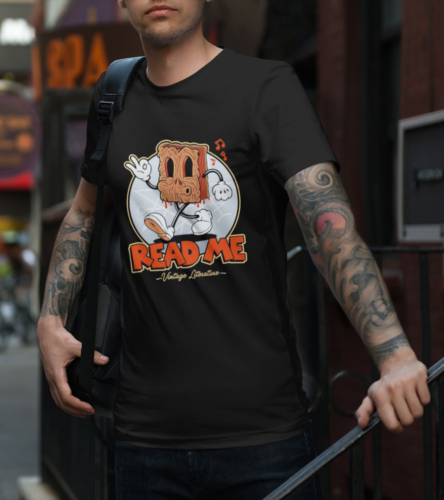 Read Me Vintage Literature Cartoon Music Peace T-Shirt