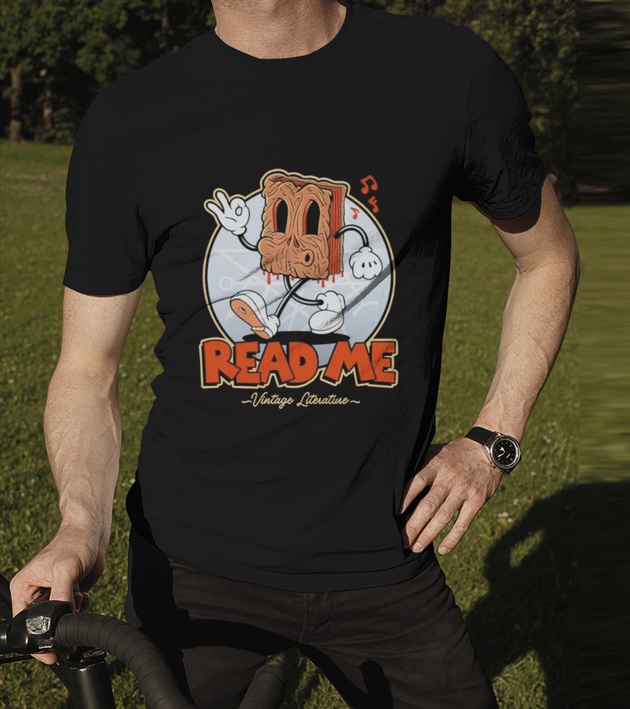 Read Me Vintage Literature Cartoon Music Peace T-Shirt