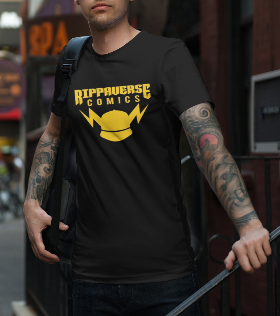 Rippaverse Comics Logo With Yellow Lightning And Cap T-Shirt