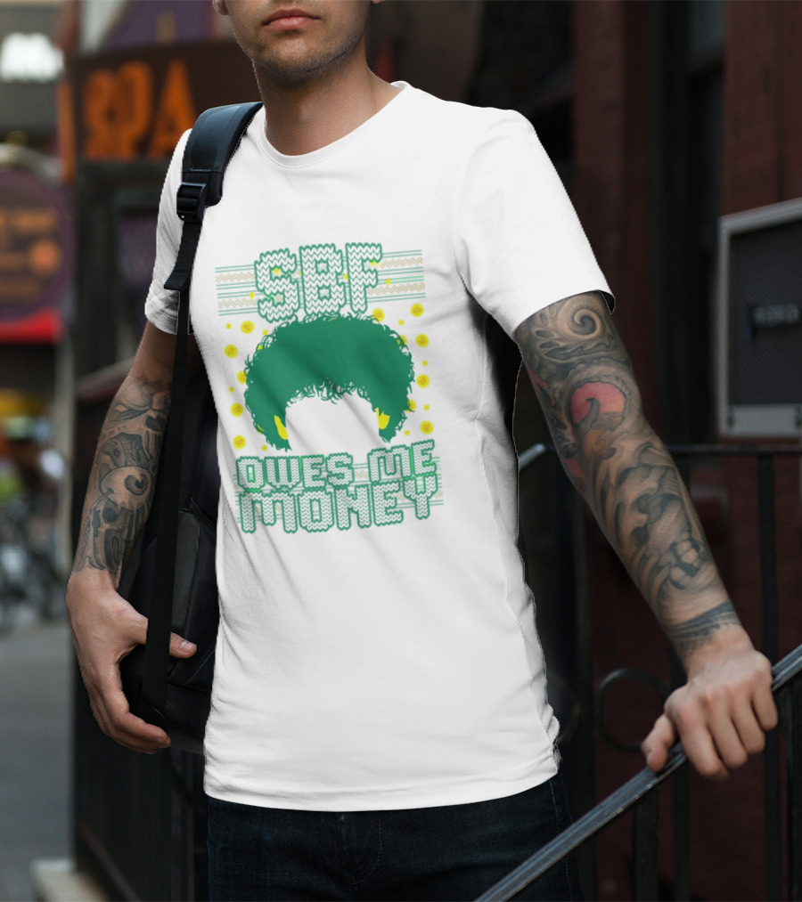 SBF Owes Me Money Christmas Sweater Style Green Hair Pixels T-Shirt