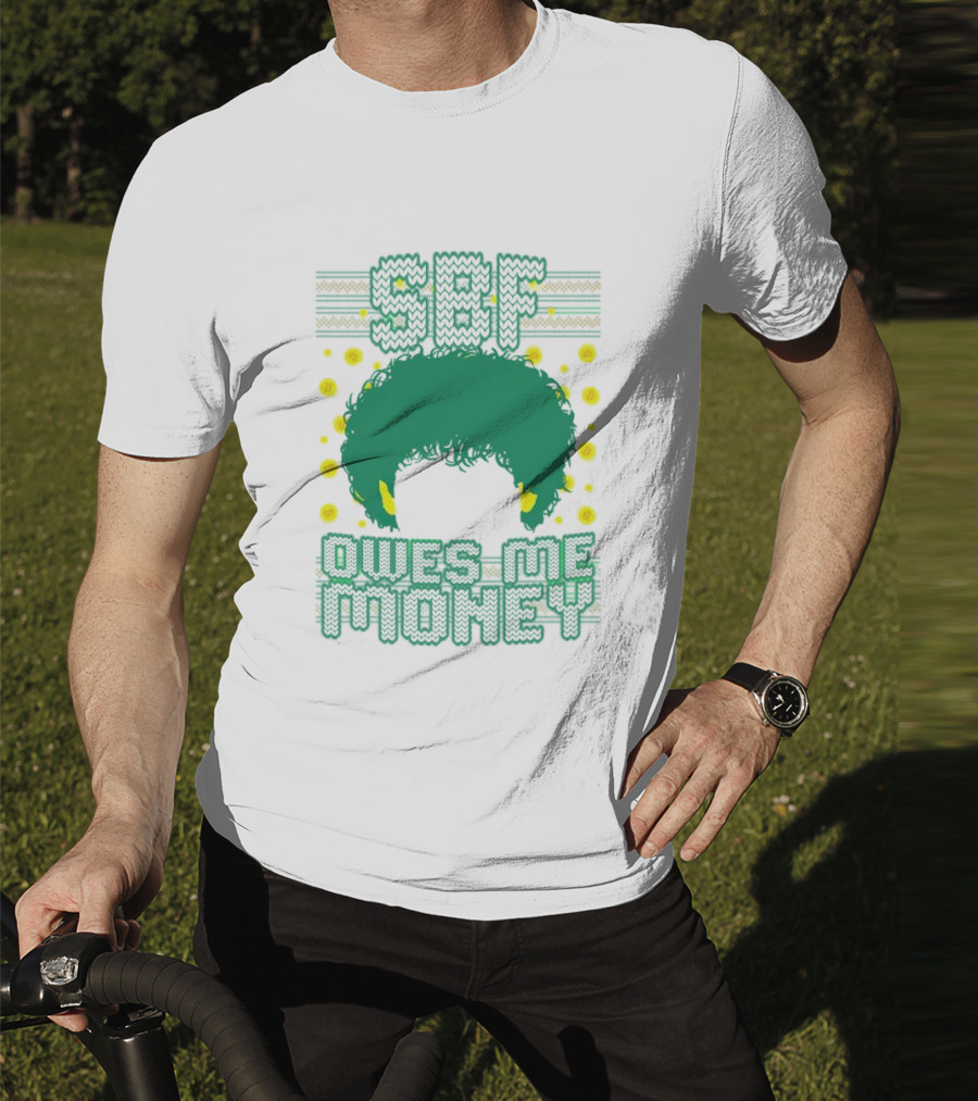 SBF Owes Me Money Christmas Sweater Style Green Hair Pixels T-Shirt
