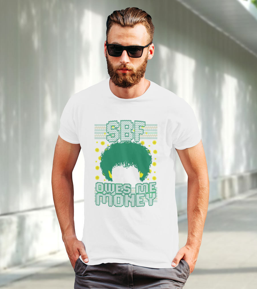 SBF Owes Me Money Christmas Sweater Style Green Hair Pixels T-Shirt