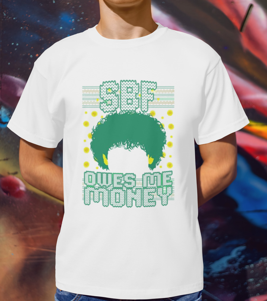 SBF Owes Me Money Christmas Sweater Style Green Hair Pixels T-Shirt