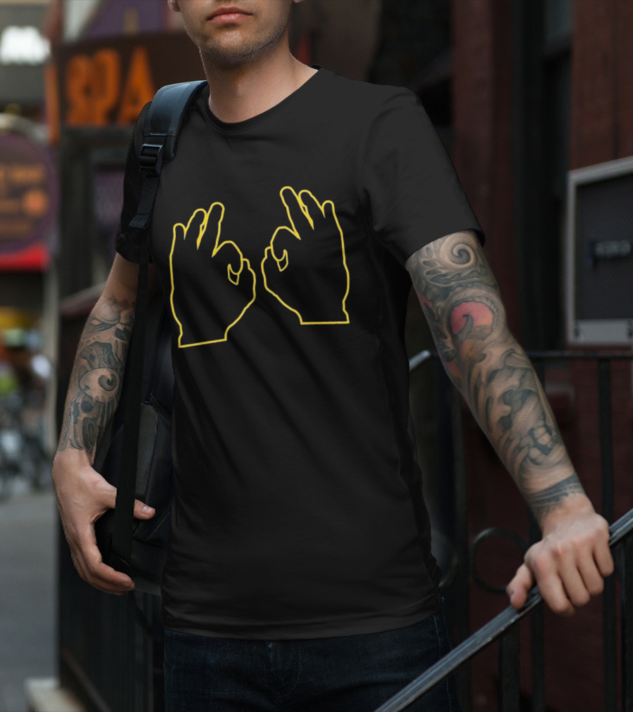 Southern Miss Three Yellow Outline Hand Gesture T-Shirt