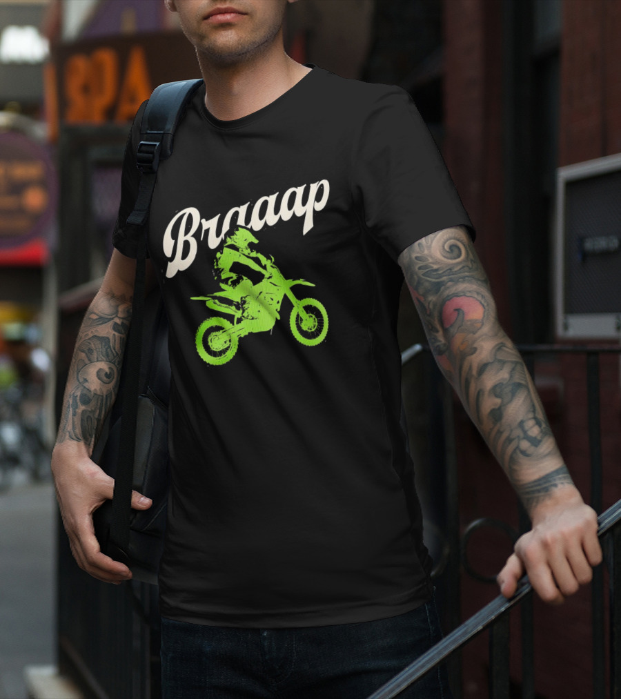 Braaap Moto Dirt Bike Racer In Action T-Shirt