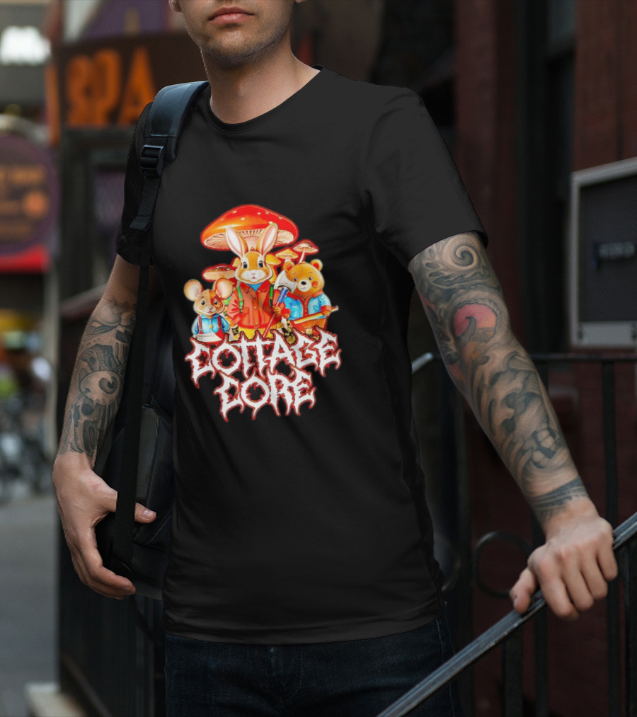 Cottage Core Bunny Mushroom Trio T-Shirt