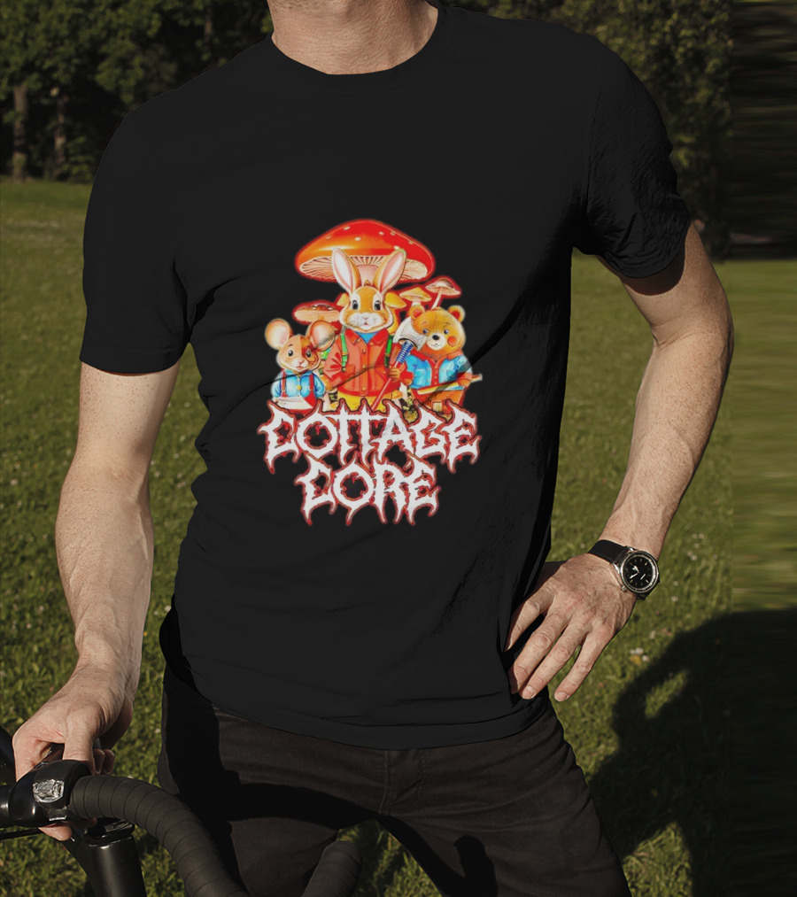 Cottage Core Bunny Mushroom Trio T-Shirt