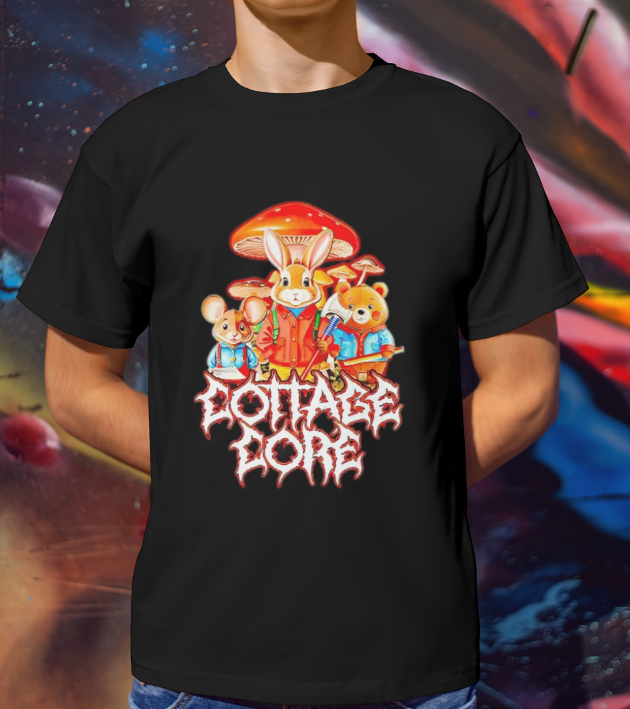 Cottage Core Bunny Mushroom Trio T-Shirt