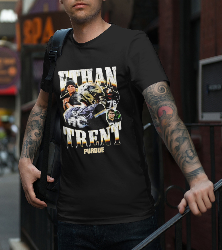 Ethan Trent Purdue Picture Collage 76 Football T-Shirt