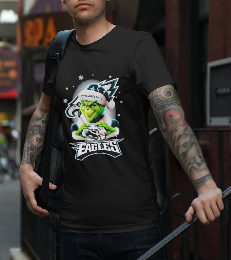 Philadelphia Eagles Grinch Christmas Snowflakes T-Shirt
