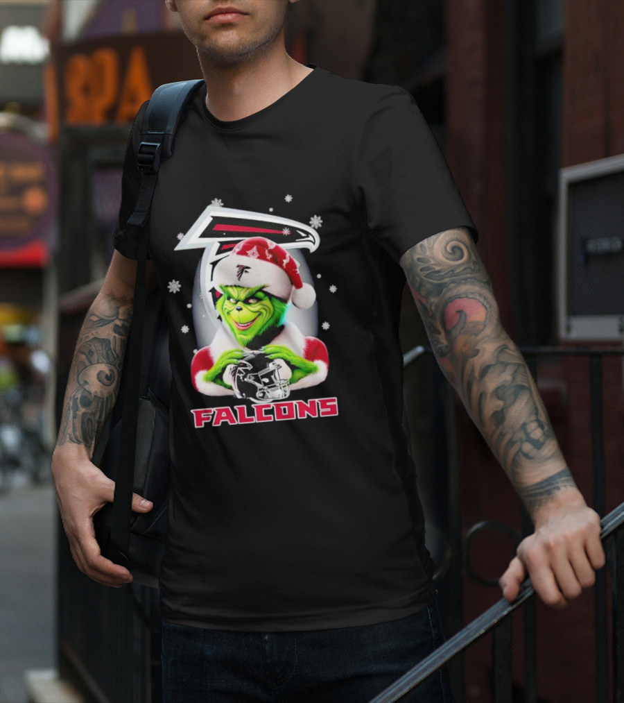 Grinch Christmas Atlanta Falcons Football Fan Holiday T-Shirt