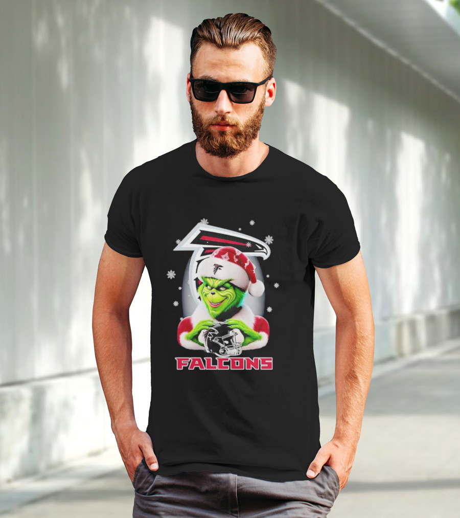 Grinch Christmas Atlanta Falcons Football Fan Holiday T-Shirt